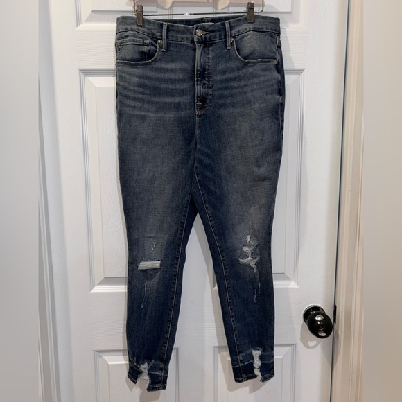 Good American Denim - Good American Good Waist Jeans Size 15 Chew Hem Ankle Skinny GWCCH075T Distres‌‌